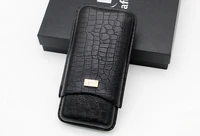 business black travel cigar case holder 3 tube humidor mini cigars box genuin crocodile leather wgift box
