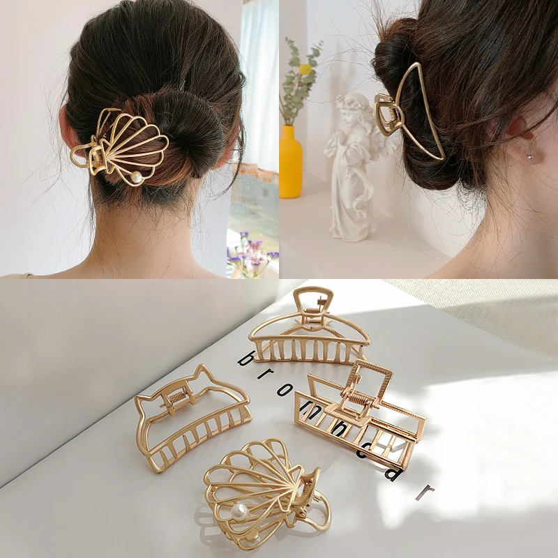 Женский зажим для волос AOMU винтажный металлический золотого цвета с