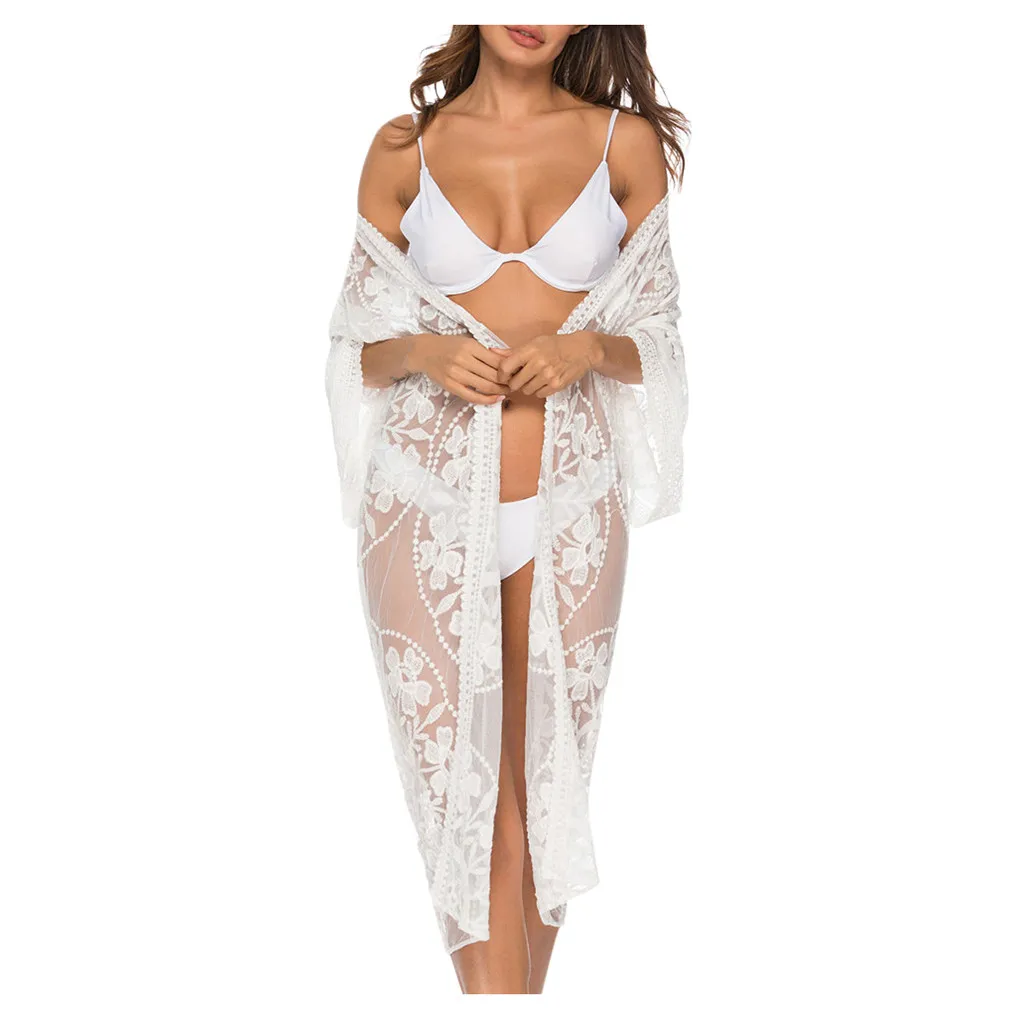 

Women Hollow Out Crochet Lace Patchwork Sport Swimwear Female Print Beachwear Bandage Bathing Suit New Suit Cover Up Wholesale