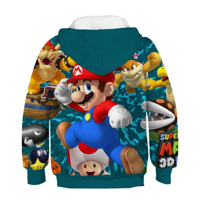 Ведущая игра Super Mario Bros. Толстовка с капюшоном с 3d принтом для мальчиков и девочек; модная Забавная детская толстовка с изображением Луиджи Марио