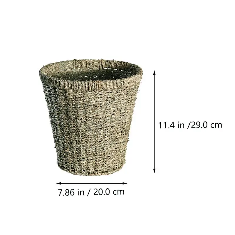 

office trash can Woven Rattan Woven Trash Basket home bathroom storage basket Garbage Can household cleaning tool(Random Color)