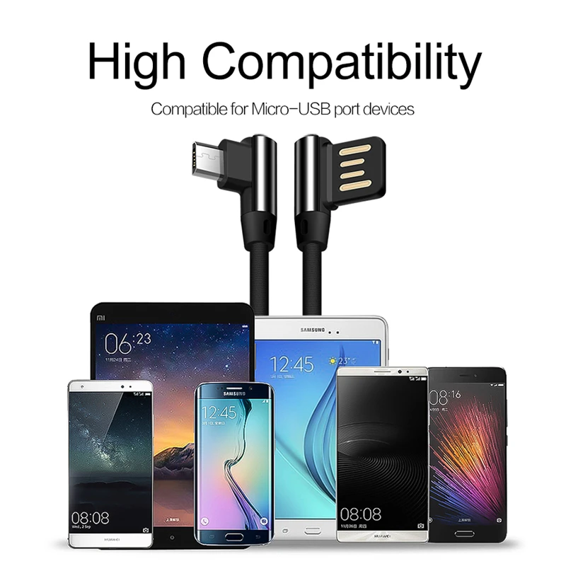 1M 2M 3M 90 градусов зарядки Micro USB кабель 3.0A для samsung Galaxy HUAWEI Honor Xiaomi RedMi планшет кабели