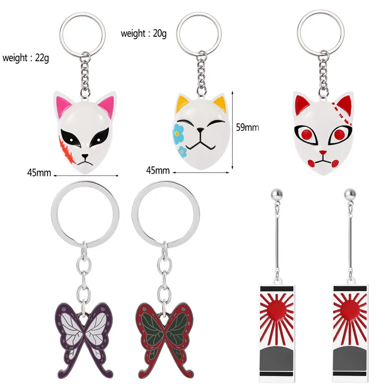 

Hot Sale Demon Slayer Jewelry Anime keyring Keychains Brinco Blade of Ghost Choker Kamado Tanjirou Cosplay Jewelry And Earrings