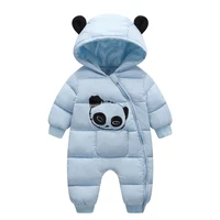 fashion cute panda baby winter hooded rompers thick cotton warm outfit newborn jumpsuit overalls snowsuit children boys clothing