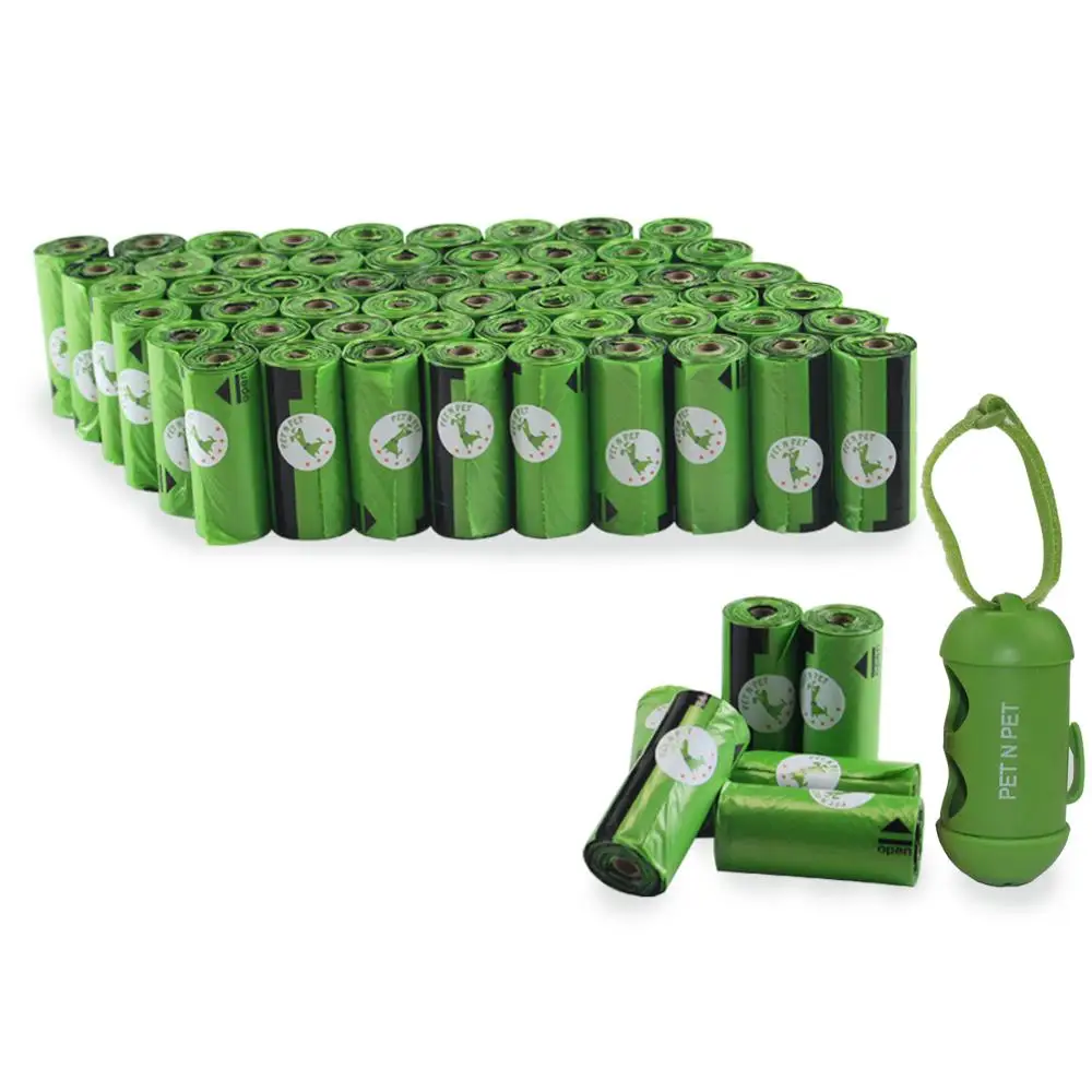 900 Green 10Microns Пакеты гигиенические для выгула собак и кошек 450/900 штук 30/60 рулонов. Цвета: Зеленый, Черный, Розовый, с контейнером для мешков - Цвет: 900 Green 10Microns