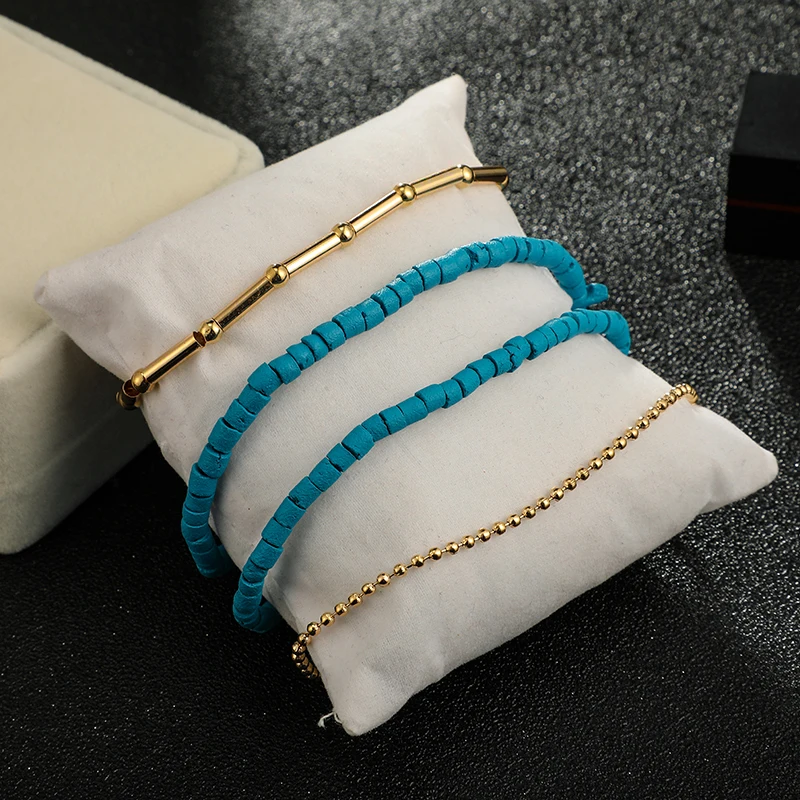 Tocona 4pcs/sets Bohemian beads Pendant Anklet for Women Female Barefoot Sandals Foot Chain Bracelets Beach Jewelry 7074 | Украшения и