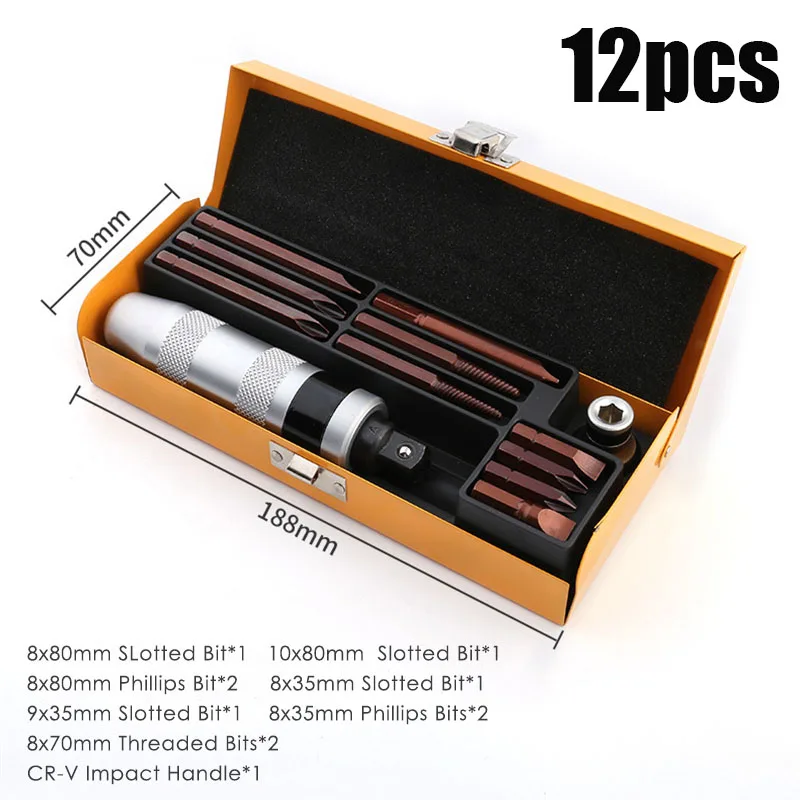 

Impact Screwdriver Set Extractor For Repairing Screw Bolts Driver 12Pcs Slotted Phillips Screwdriver Bits Kit Hand Tools