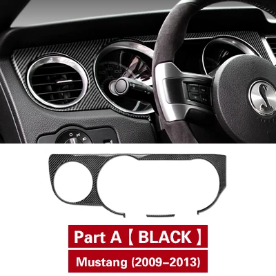 Part A BLACK Для Ford Mustang 2009-2013 Автомобильные наклейки из углеродного волокна приборная панель внутренняя отделка Литые декоративные полосы - Название цвета: Part A BLACK