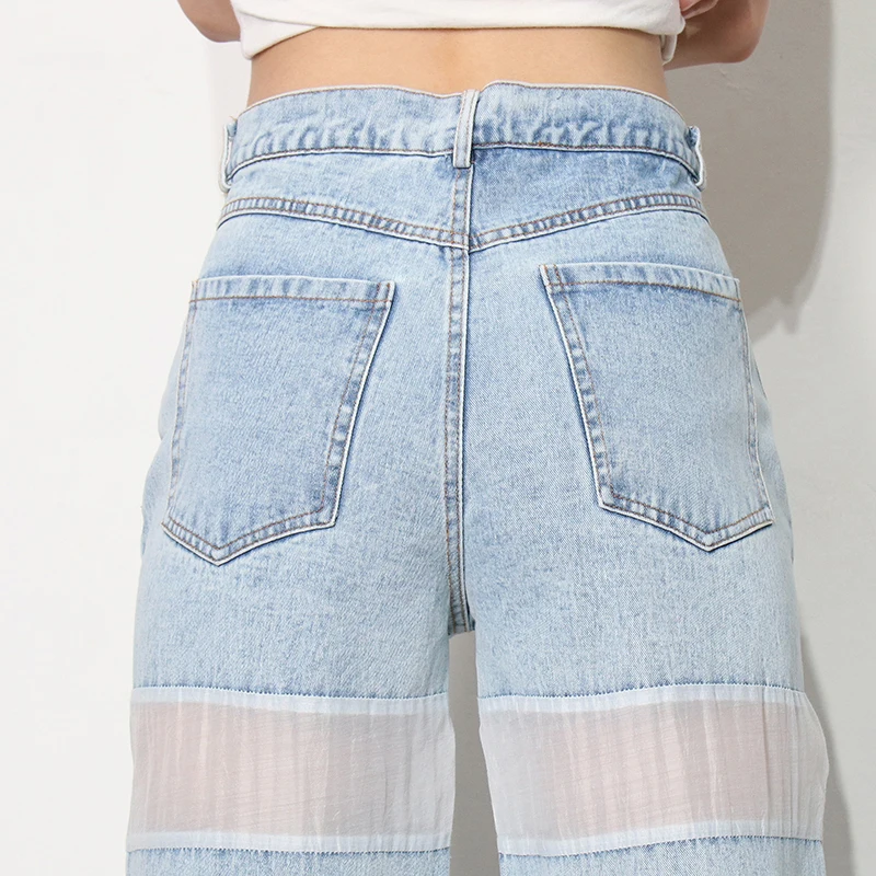 

CHICEVER Denim Streetwear Wide Leg Pants For Women High Waist Casual Straight Jeans Female New Clothing Autumn Fashion Style