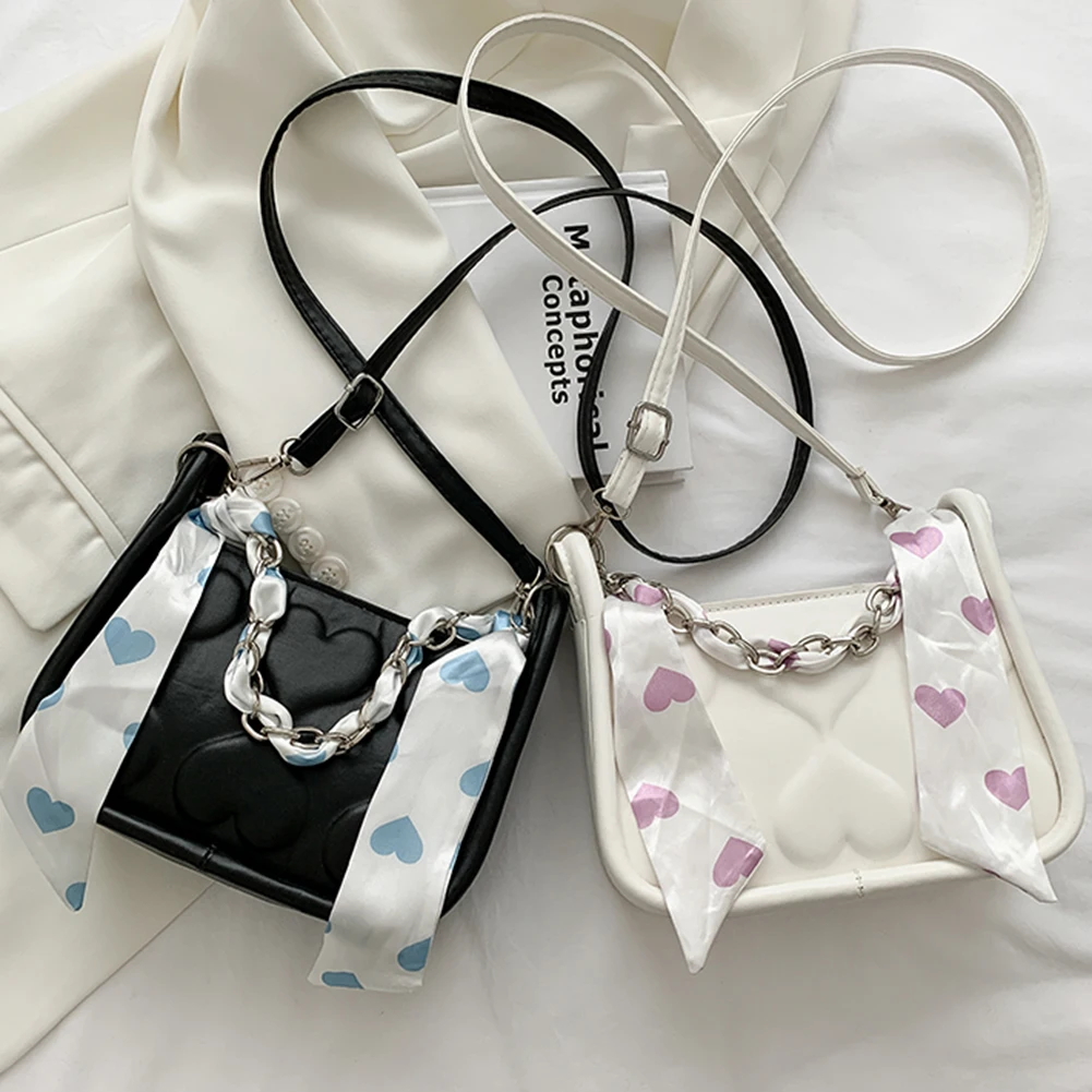 

Женская сумка через плечо, из искусственной кожи, однотонная, с тиснением в виде сердца