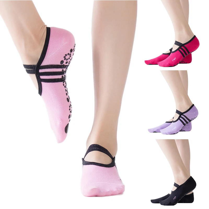

Женские носки для пилатеса 1 пара, противоскользящие Дышащие носки для йоги с открытой спиной, женские спортивные носки для балета, танцев, ф...