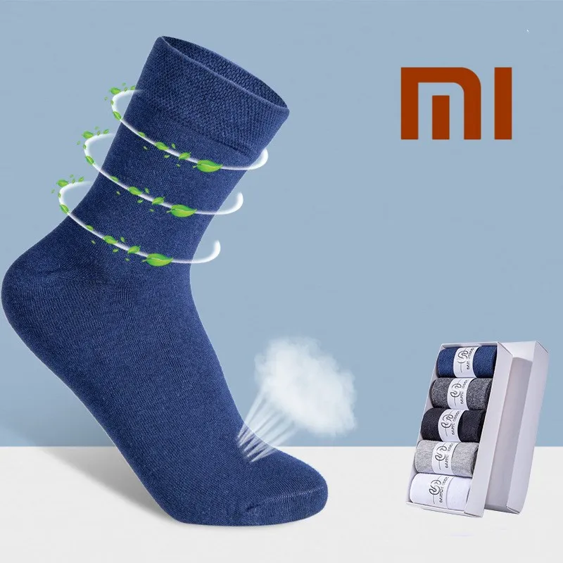 

xiaomi New men's solid color cotton socks, medium tube men's socks, anti odor and sweat absorption, four seasons sports socks