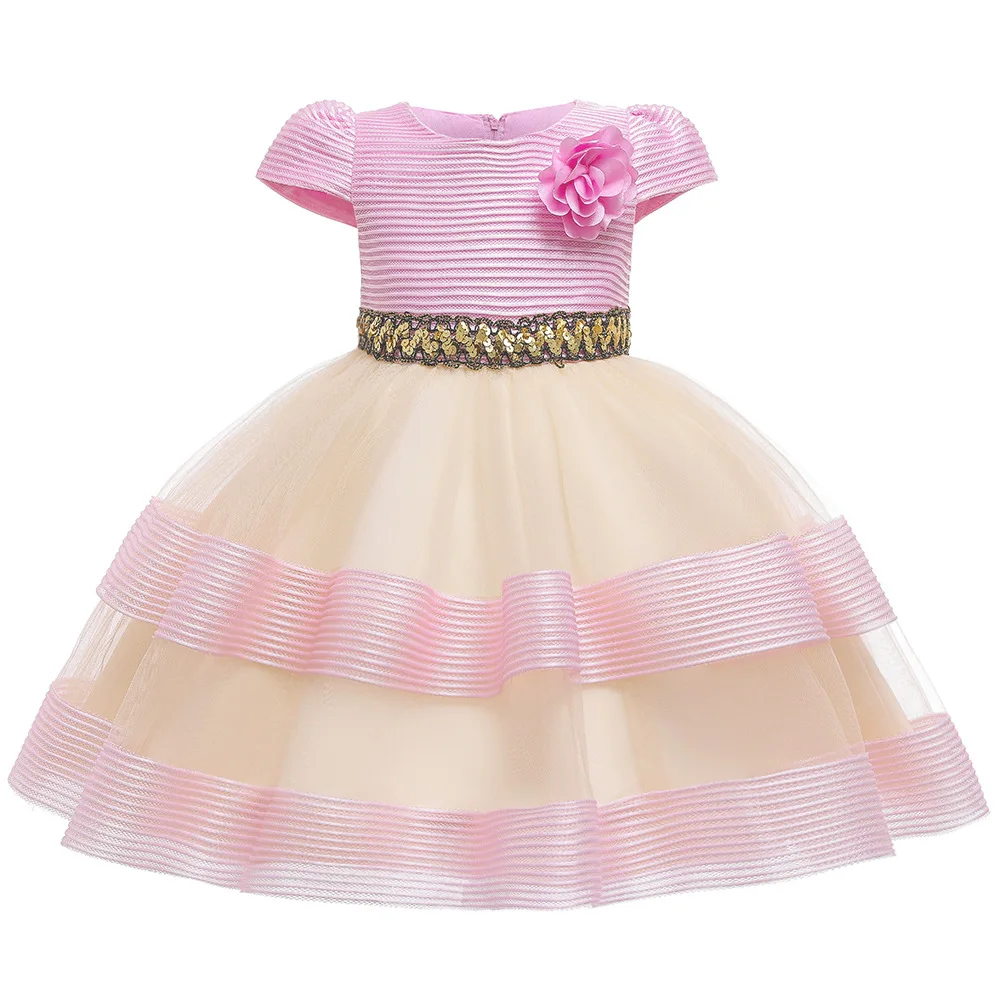 

Kids Big GIRLS Sequin Hem Sleeveless Princess Children's Party Valentine's Day Holiday Wear Wedding Dress
