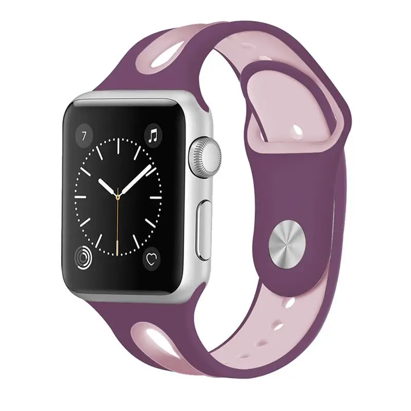 purple pink sand Хохлатый ремешок для часов аpple для apple watch 4 3 band 44 мм iwatch band 42 мм correa apple watch 38 мм 40 мм спортивные силиконовые ремешки для часов - Цвет ремешка: purple pink sand