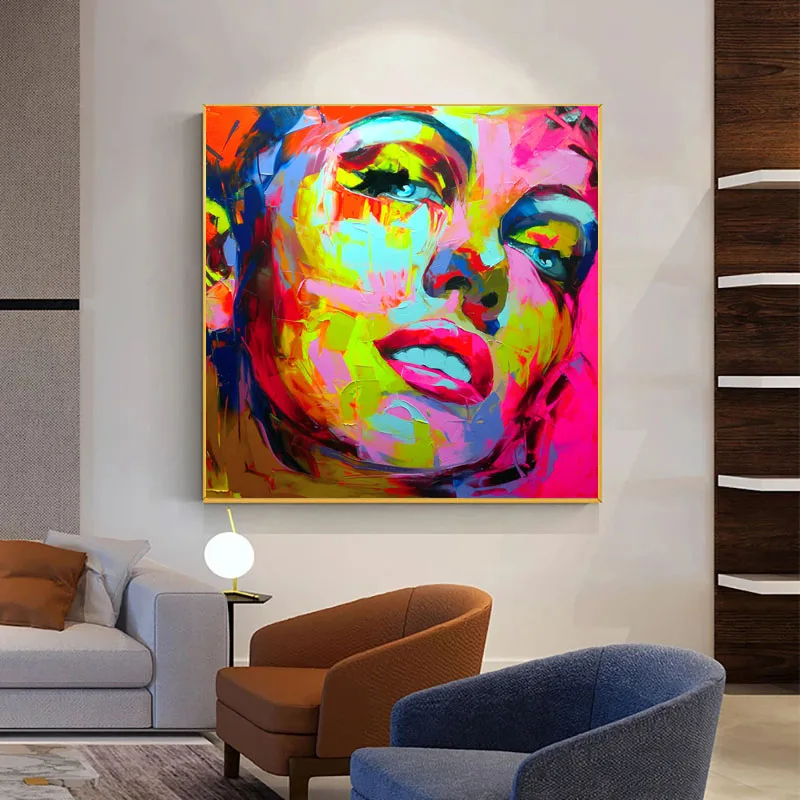

Palette knife painting portrait Palette knife Woman Face Oil painting Impasto figure on canvas Hand painted Francoise Nielly