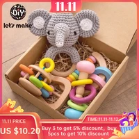 lets make safe wooden toys baby montessori toddler toy grip diy crochet rattle soother bracelet teether toy set baby product