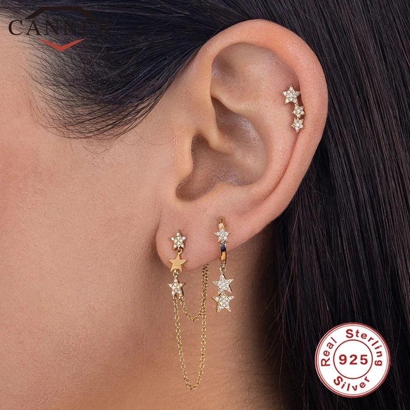 Женские серьги-кольца CANNER серьги из настоящего серебра 925 пробы с кристаллами