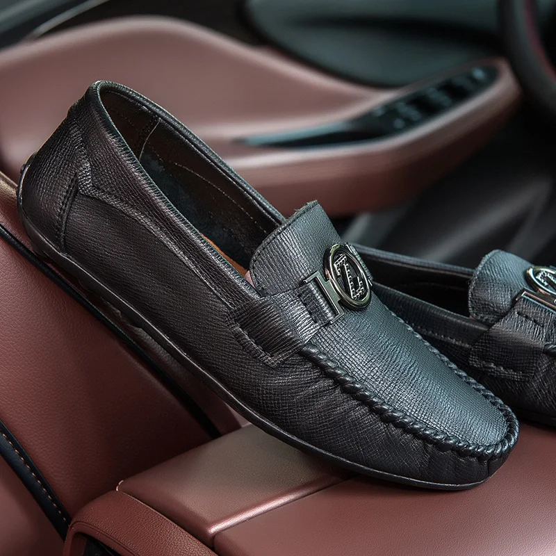 

Popular Casual Shoes For Male Genuine Leather Loafers Shoes Mens Wine red Flats Shoes Man Brand Fashion Men Slip On Shoes