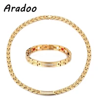 aradoo titanium steel zircon magnet necklacenegative ion radiation protection bracelet necklacestainless steel jewelry set