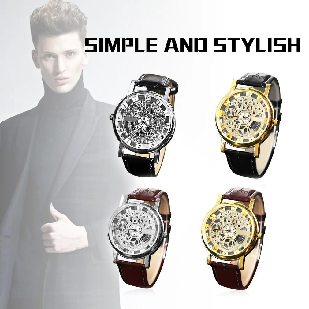 2018 горячая распродажа мужские часы из ПУ кожи Сплав Мужские модные нержавеющей