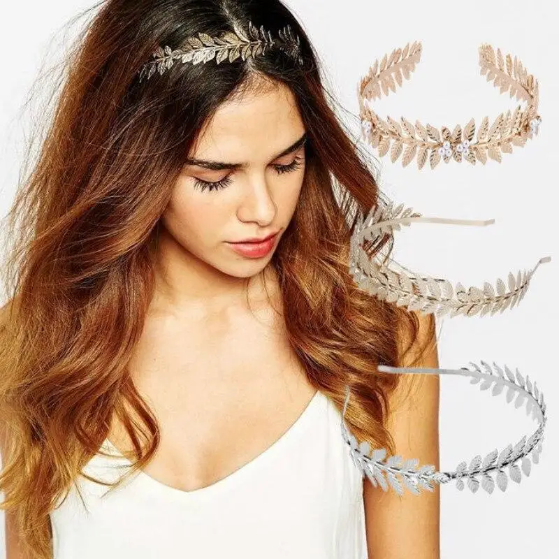 

Повязка на голову с жемчужинами и листьями для женщин, металлические зажимы для волос, женская заколка для свадебной вечеринки, модные Инст...