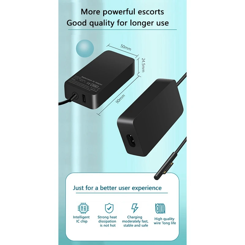

36W 12V/2.58a Power Adapter Magnetic 2. Laptop Charger for SURFACe BOOK 2/3 LAPTOP 3 SURFACe PRo X/7/6 (US Plug)