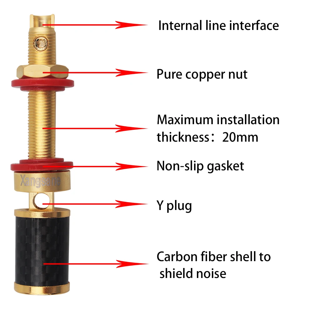 Красная медная углеродная волоконная переплетная клемма с золотым/родиевым