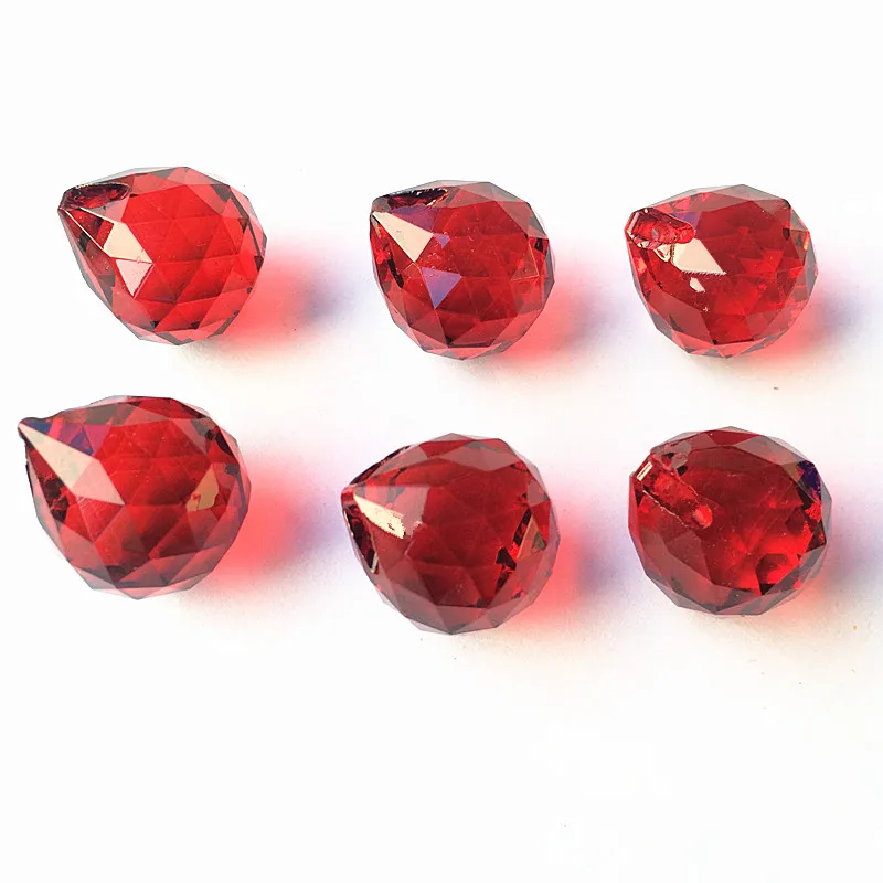 24pc/lot 20mm Red Faceted Glass Crystal balls (Free Rigns) Chandelier Parts Lighting Balls Suncatcher Wedding Home Decoration - купить по