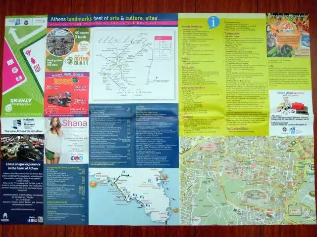Карта Афин карта туристическая движения достопримечательностей распределения