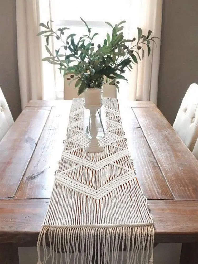 

Hand-woven lace table runner Nordic wedding party table decoration bohemian bedding blanket ins tapestry home office decoration