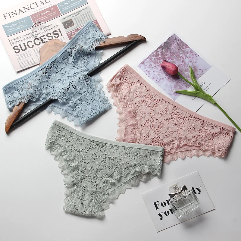 3 шт./лот женские хлопковые трусики бесшовное кружевное нижнее белье дышащие