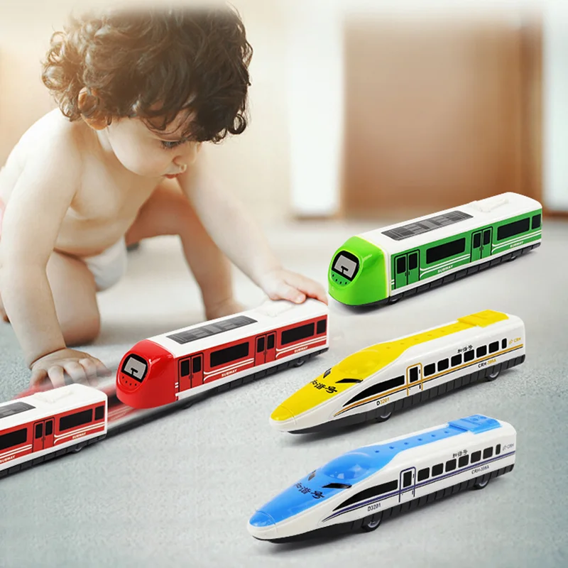 4PCS Train Model Toys Random Color Pull Back Children Dolls Kids Plastic High-Speed Rail Trains Educational Toy Puzzle Gifts images - 6