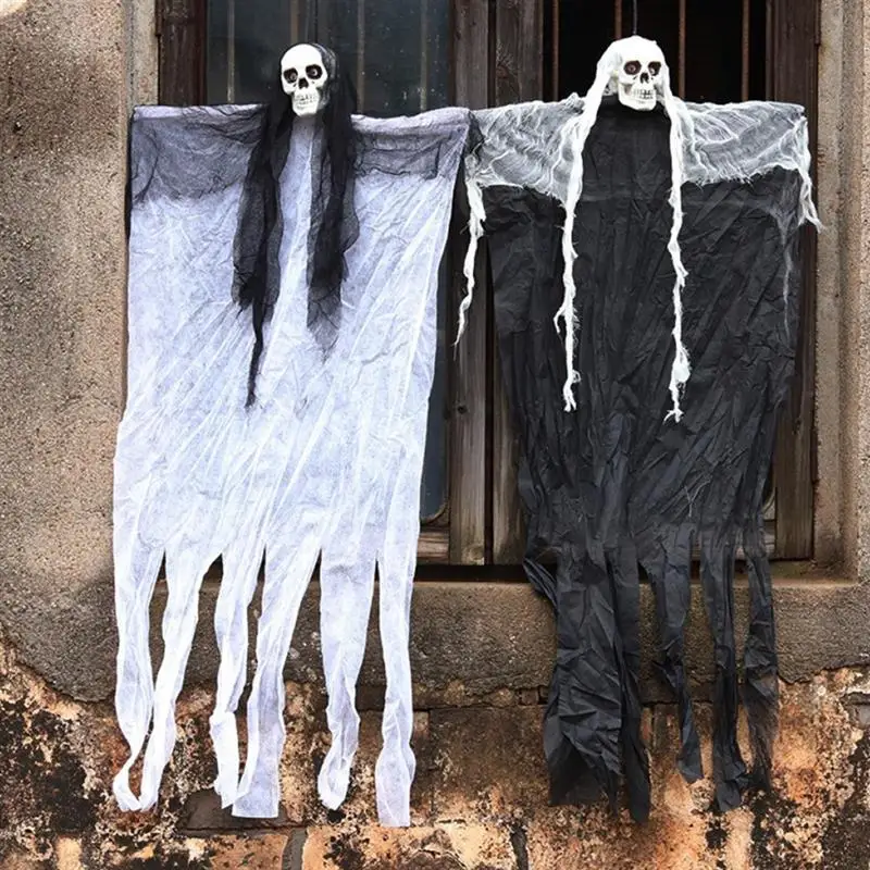 

Halloween Hanging Skeleton Ghost Pendant Haunted House Decoration Indoor Outdoor Home Grim Reaper Prop White