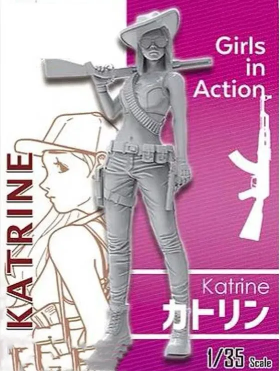 

1/35 Resin Model Figure GK，Katrine，GIRLS in ACTION， Unassembled and unpainted kit