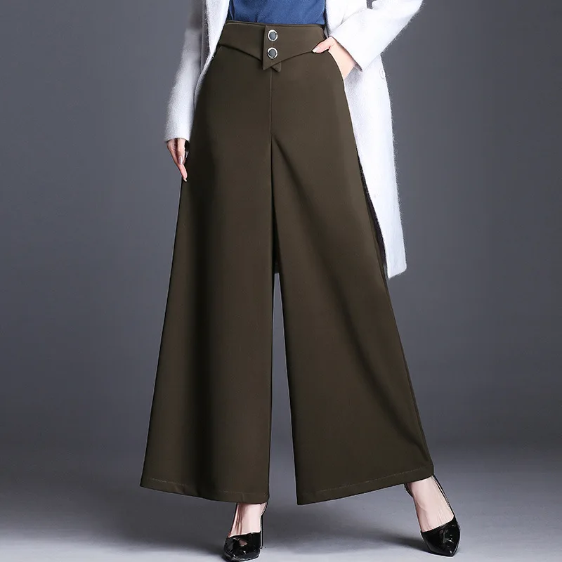 

Women Fashion Elegant High Waist Wide Leg Pants Spring Autumn Office Lady Loose Casual Formale Black Suit Trouser 1902