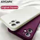 Роскошный оригинальный квадратный жидкий силиконовый чехол для телефона iPhone 11 12 Pro Max Mini XS X XR 7 8 6 6S Plus SE 2, мягкая задняя крышка карамельного цвета