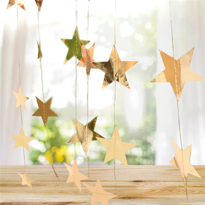 2 шт. декоративные гирлянды в форме звезды 4 м|Флажки вымпелы и конфетти| |