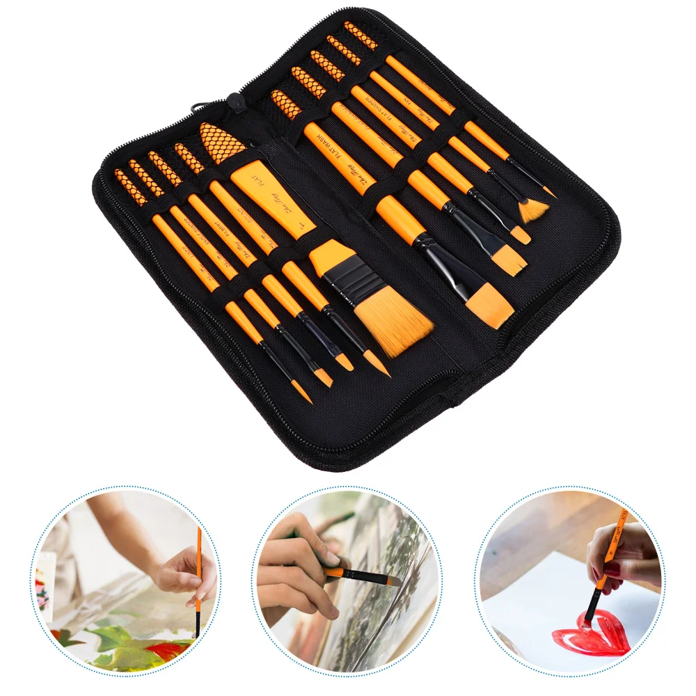 

10pcs Watercolor Oil Paint Brushes Practical Art Painting Hair Brushes
