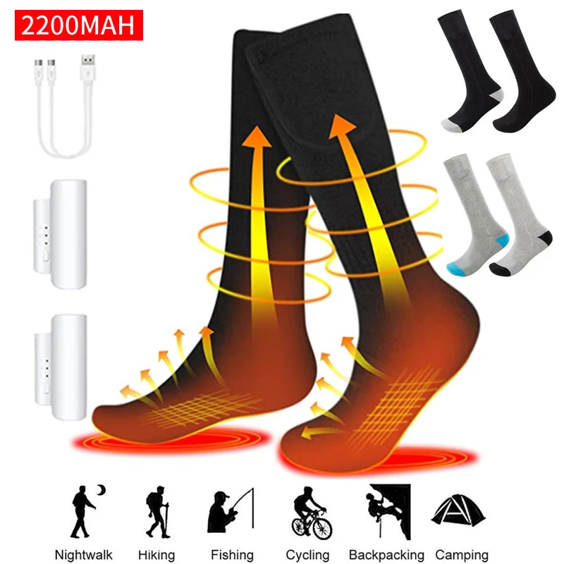 

Winter Heated Socks Men Women Thermal Heating Foot Warmer 2200mah Adjustment Electric Sports Socks For Cycling Trekking Ski -40