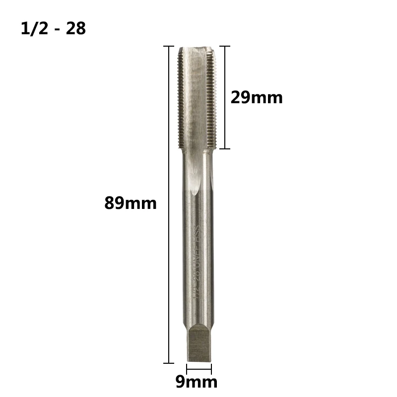 

1 шт. 1/2-28 UNEF 9/16-20 HSS ручной кран для металлообработки имперские единицы резьбовой кран винтовой кран сверло ручной кран