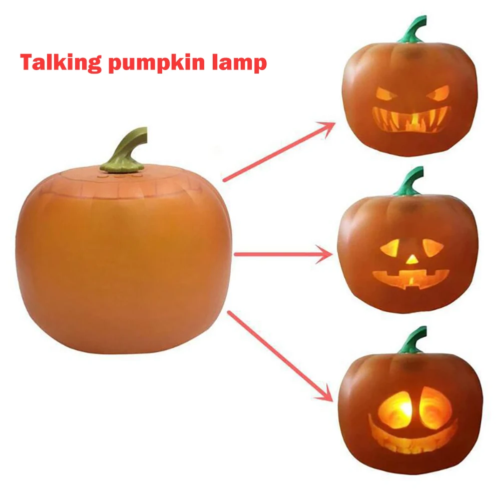 Linterna LED con forma de calabaza para decoraci&oacute;n de fiestas de Halloween, l&aacute;mpara de proyecci&oacute;n escalofriante, para cantar, para ni&ntilde;os, de EE. UU., UE y Reino Unido-5