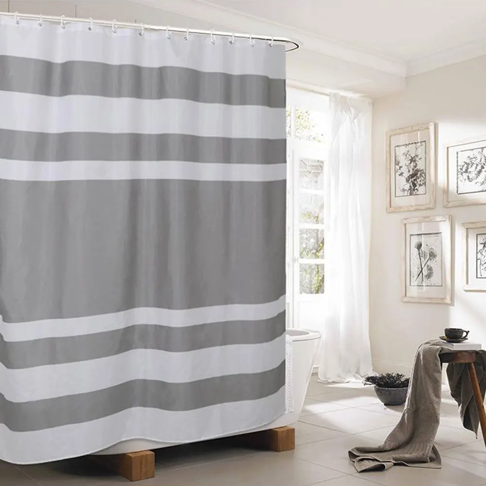 

Занавеска для душа из полиэстера в полоску с 12 крючками