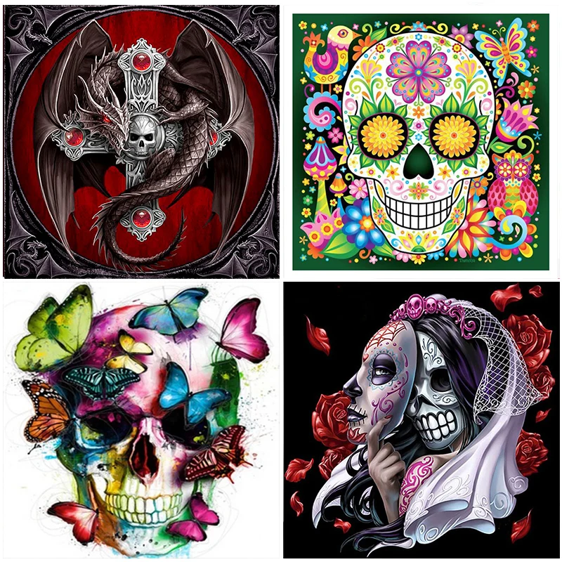 

5D DIY Diamond Painting Skull Cross Stitch Decor Kits Art Mosaic Embroidery Rhinestones Full Square Round Drill Handmade Home