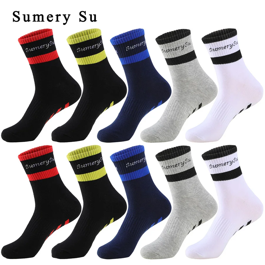 5 Pairs/Lot Running Socks Men Cotton Colorful Stripes Casual Compression Outdoor Crew Long High Sock Male 5 Colors Hot Sale