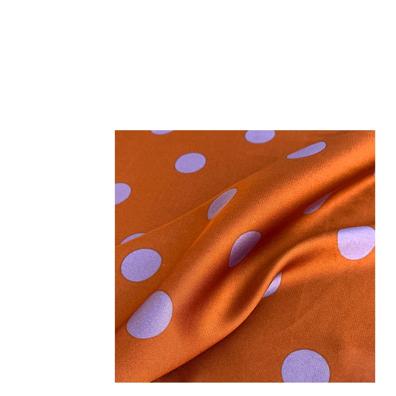 

Acetate-like fabric caramel bottom big polka dot micro-elastic non-transparent draping dress clothing satin chiffon fabric