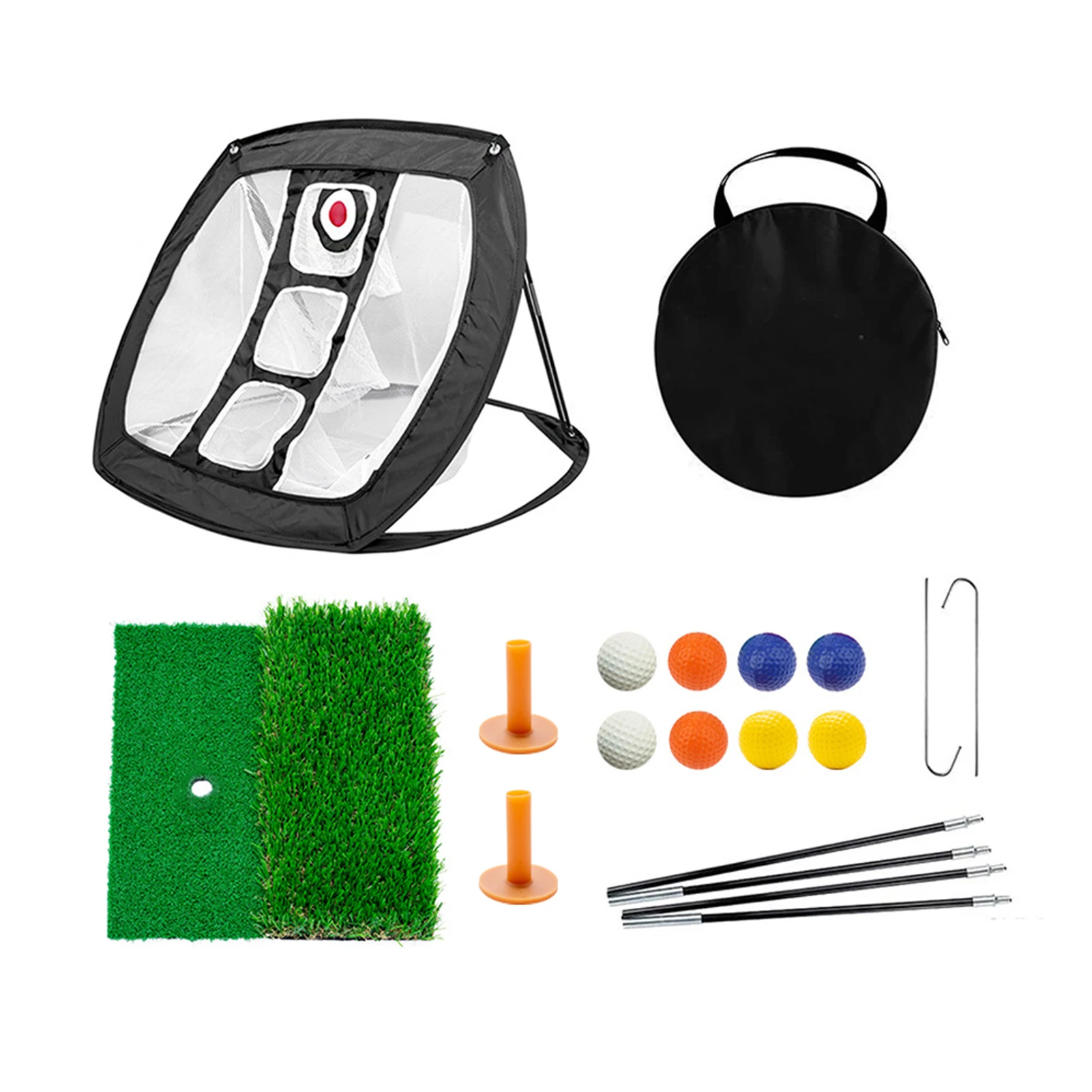 

Pitching Golf Chipping Net Set Accessories Indoor Outdoor Backyard Driving Hitting Mat Swing Practice Portable Training Balls