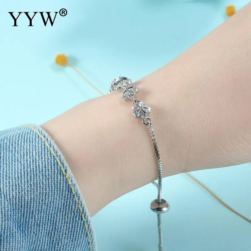 

Draw Zircon Lady Flower Bracelet Fashion All-Match Elegant For Woman Daily Wear Or Matching Clothes Zinc Alloy Flower Bracelet