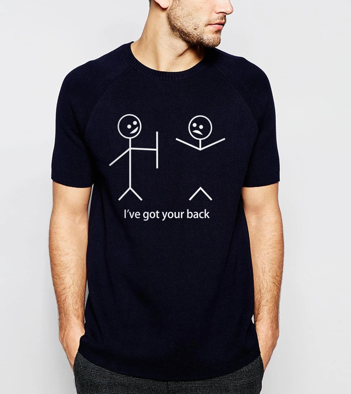 Летняя футболка смешные мужские футболки с коротким рукавом I Have Your Back Stick Figure