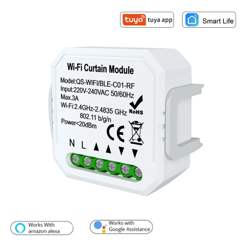 

WiFi RF Smart Curtain Blinds Module Switch Roller Shutter Motor Tuya Wireless Remote Control Work With Alexa Google Home