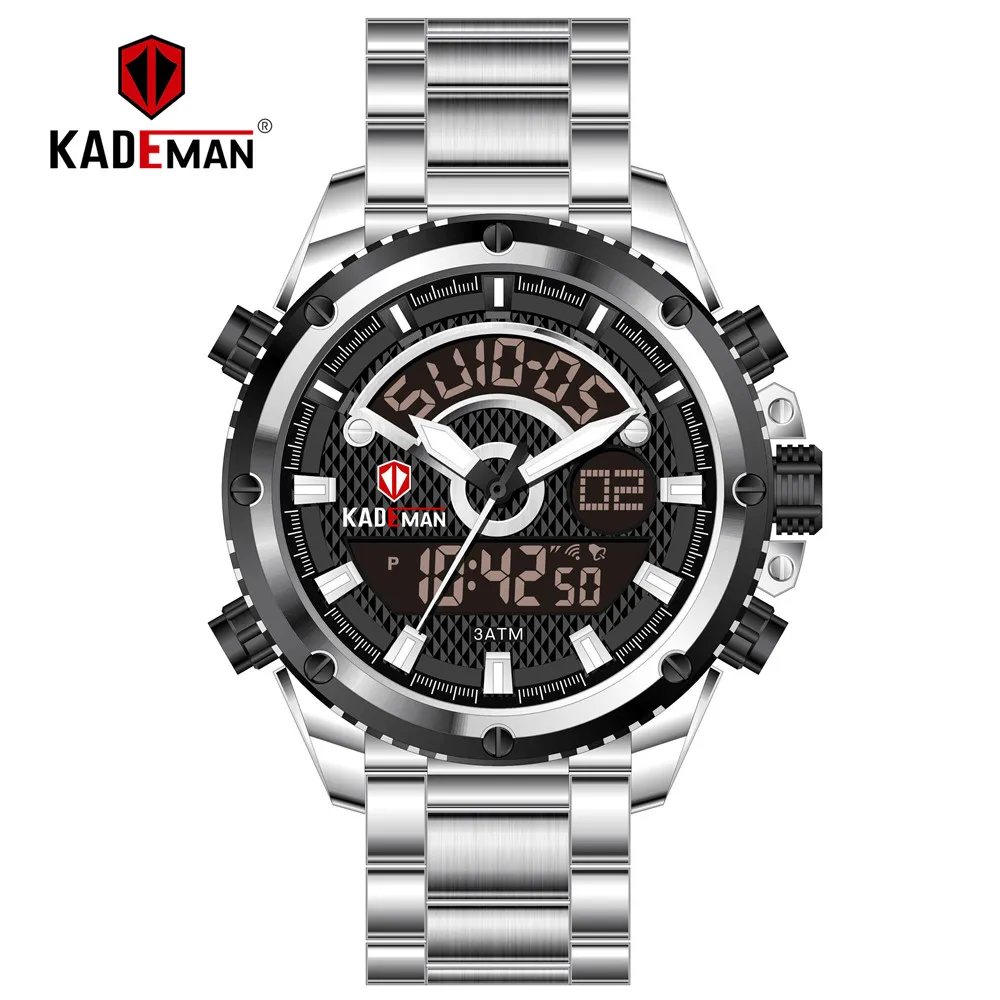 

K6126 KADEMAN Mens Watches Fashion Sport Wristwatches Waterproof Dual Display Digital Watch Military Army Male Relogio Masculino